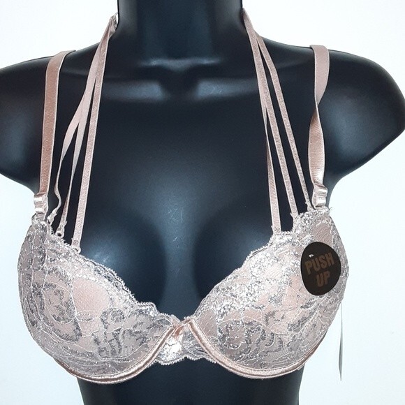Youmita 36C Tuscany Metallic Lace Strappy Push Up Bra NWT - Picture 1 of 9
